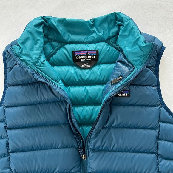 Patagonia Down Sweater Vest Blue Puffer Women Size XL - Picture 6 of 12